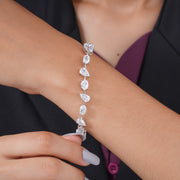 10.20 CTW Pear And Oval Lab-Grown Diamond Tennis Bracelet in 14K White Gold – IGI Certified